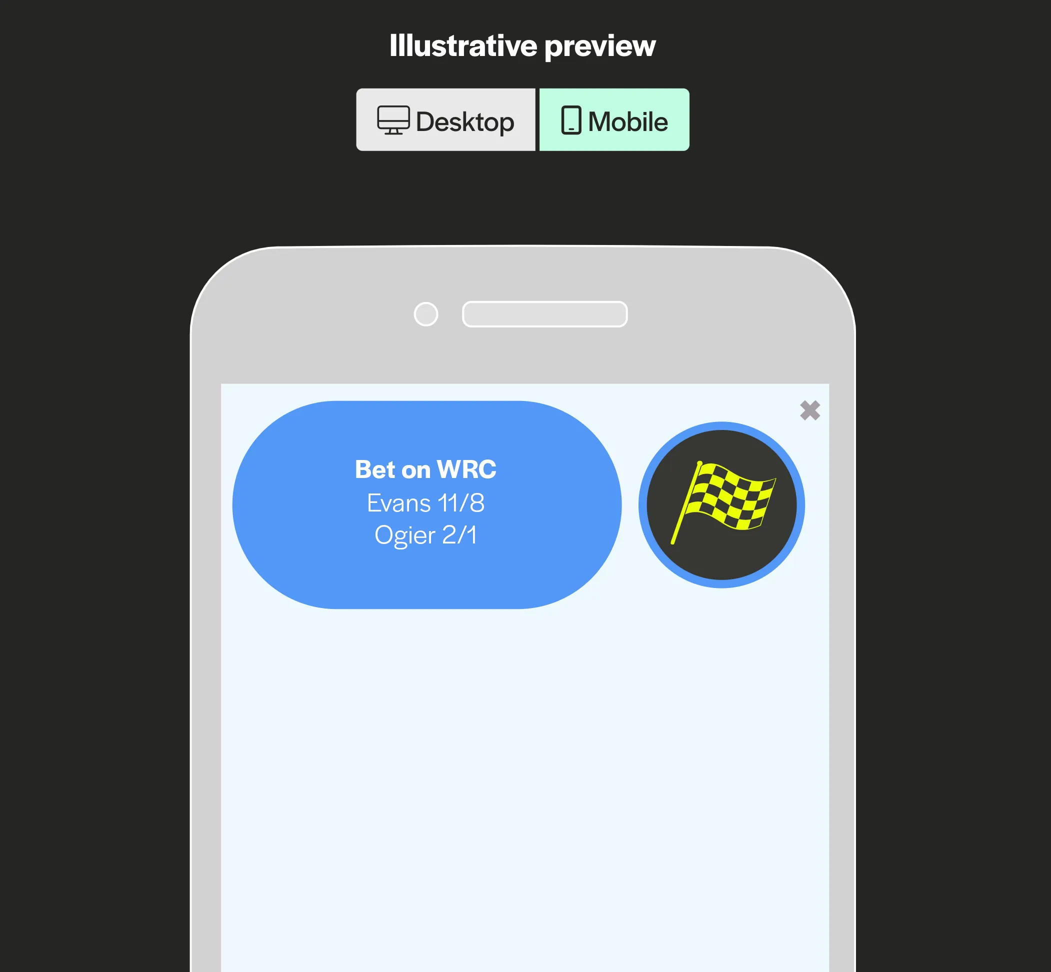 WRC ad creative In Page Push Example