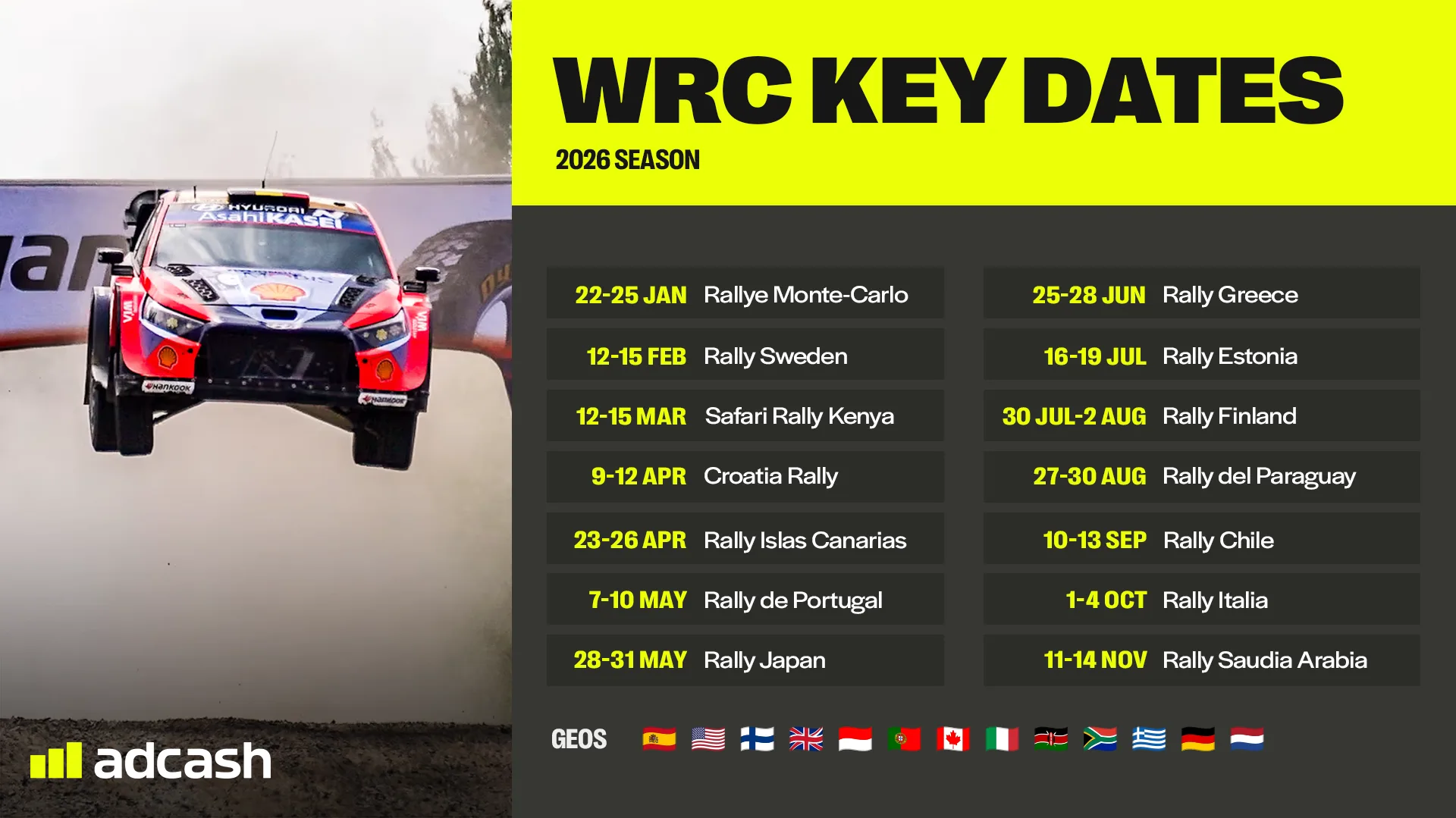 WRC Key Dates 2026 Season Calendar